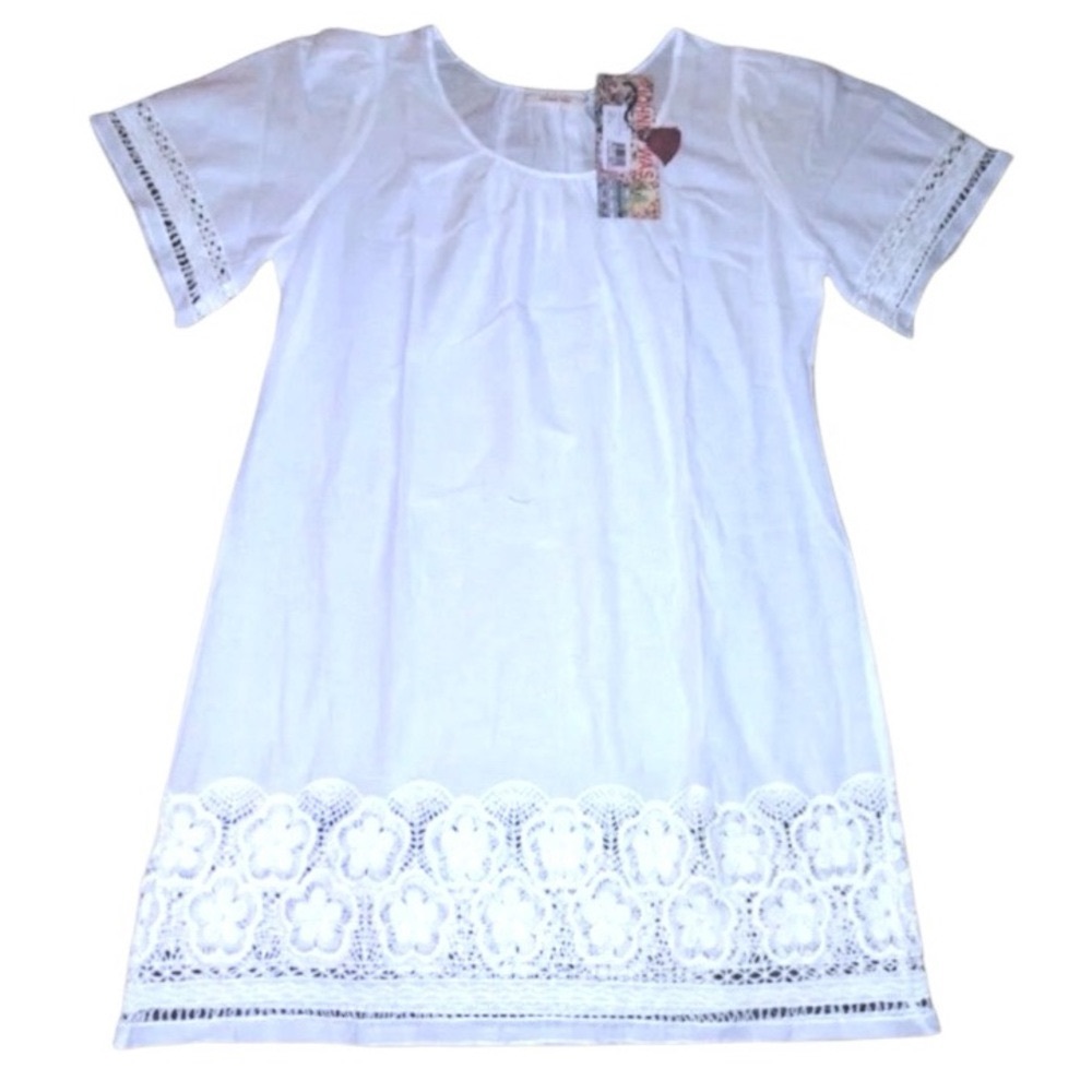 $220 Johnny Was Vintage Tunic Dress Small WEAR 3 WAYS Swim CoverUp Cotton Gauze
